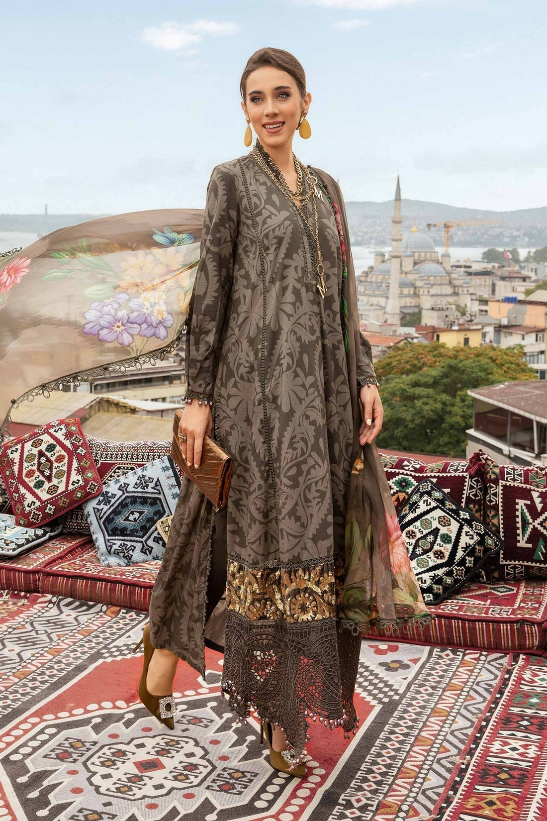 Maria B | M Prints Fall Edit 24 | MPT-2307-A - Pakistani Designer Dress - by Maria B | Type: Luxury - 100% Original at Saira Sultan