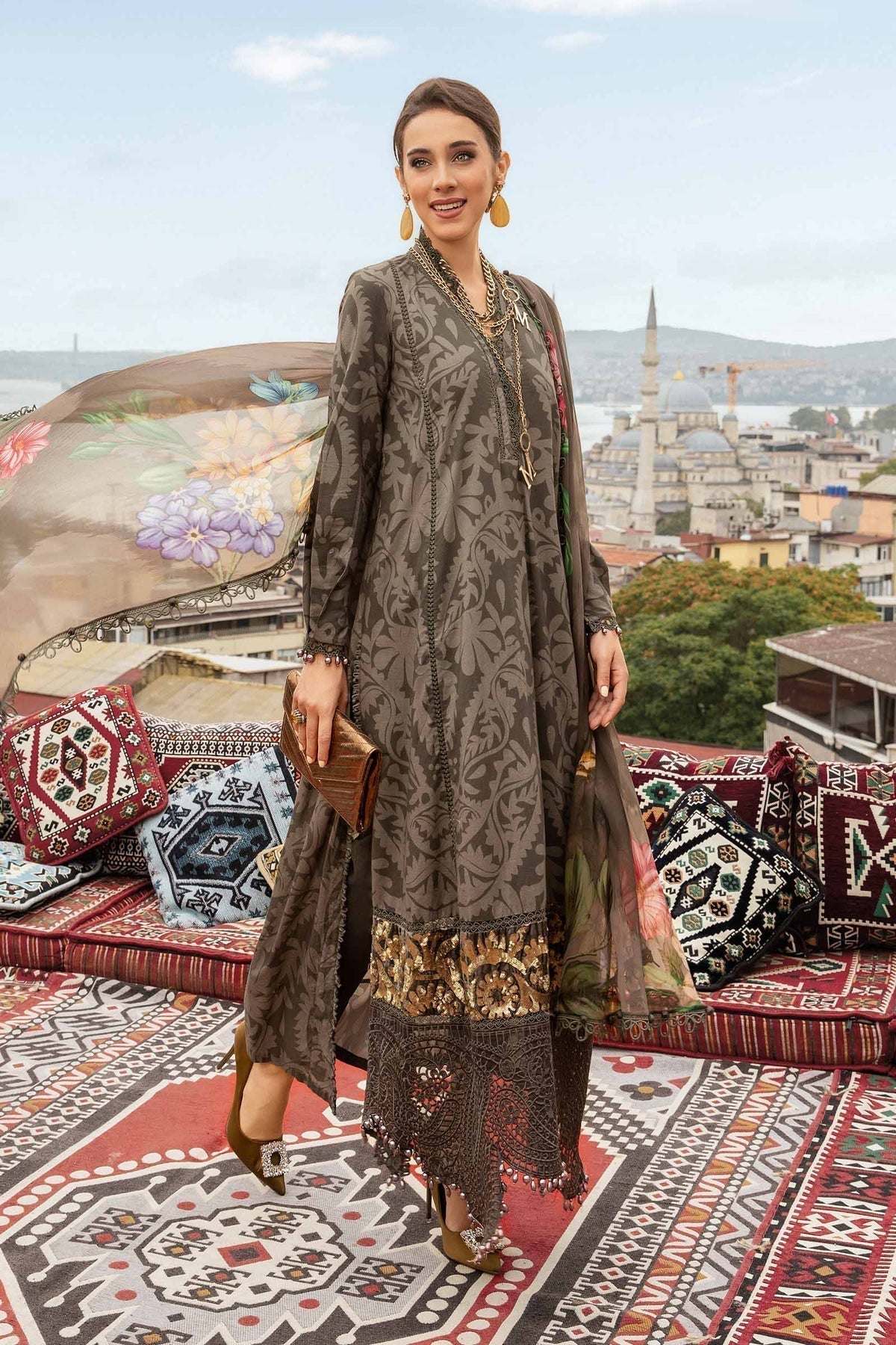 Maria B | M Prints Fall Edit 24 | MPT-2307-A - Pakistani Designer Dress - by Maria B | Type: Luxury - 100% Original at Saira Sultan