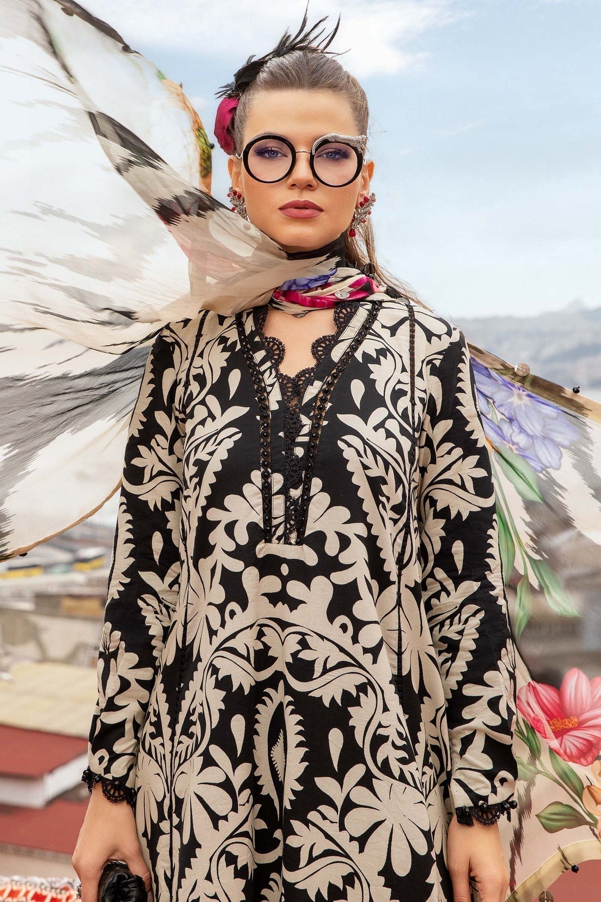 Maria B | M Prints Fall Edit 24 | MPT-2307-B - Pakistani Designer Dress - by Maria B | Type: Luxury - 100% Original at Saira Sultan