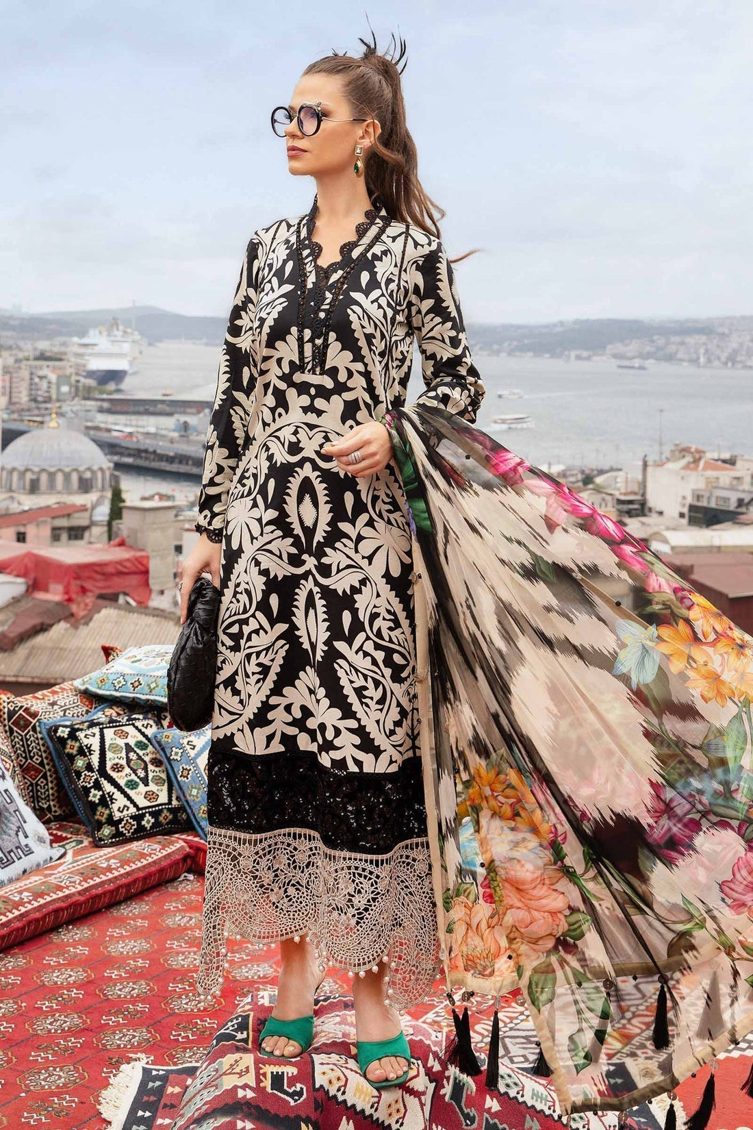 Maria B | M Prints Fall Edit 24 | MPT-2307-B - Pakistani Designer Dress - by Maria B | Type: Luxury - 100% Original at Saira Sultan