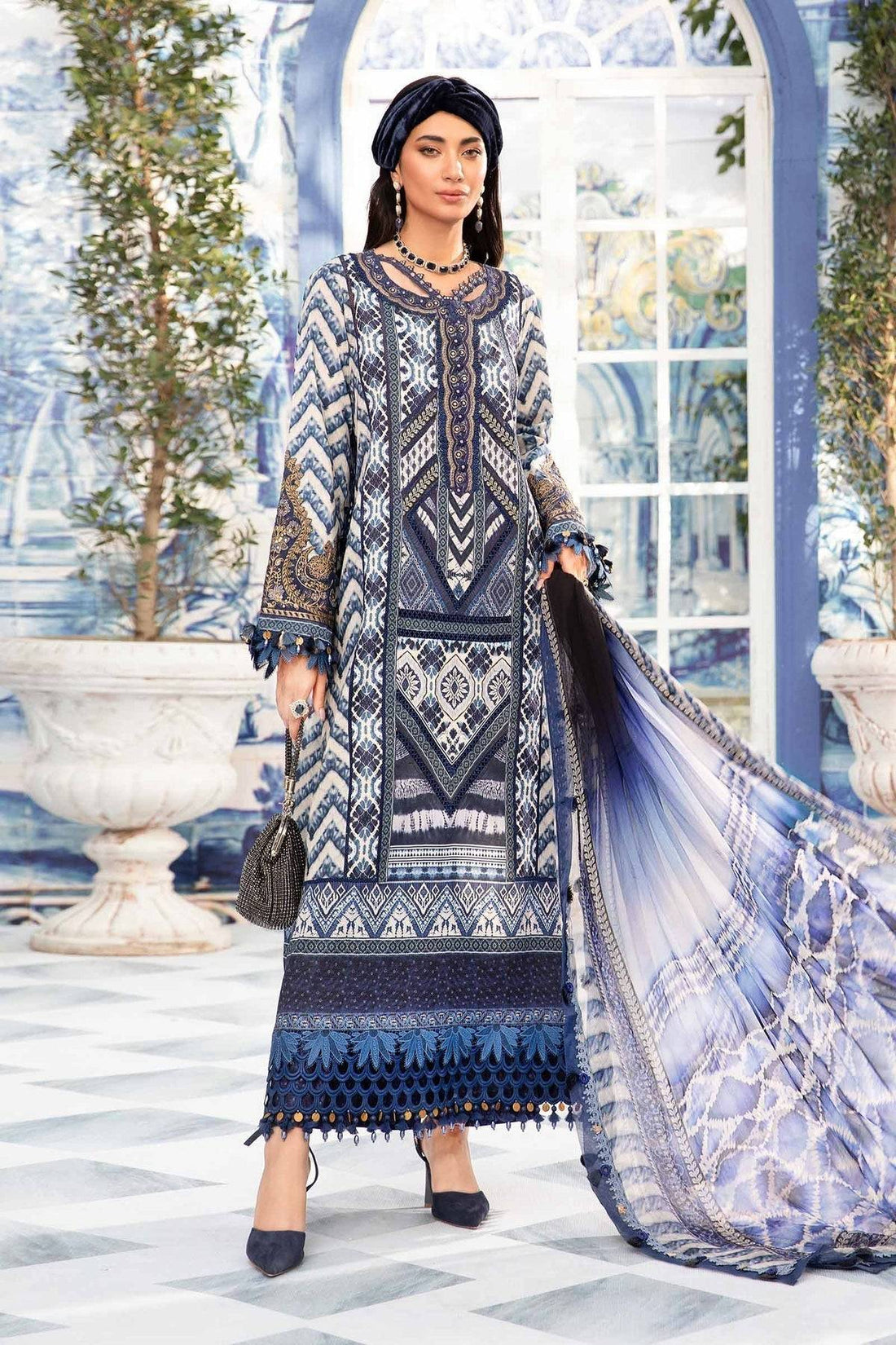 Maria.B | M Print Eid Edit | MPT-2208-B - Pakistani Designer Dress - by Maria B | Type: Luxury - 100% Original at Saira Sultan