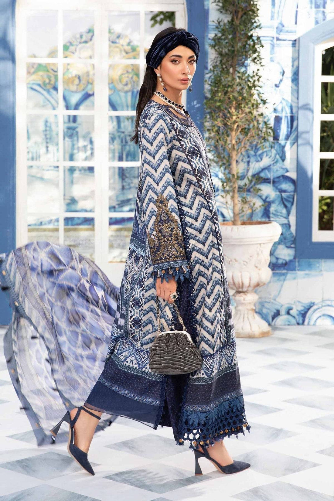 Maria.B | M Print Eid Edit | MPT-2208-B - Pakistani Designer Dress - by Maria B | Type: Luxury - 100% Original at Saira Sultan