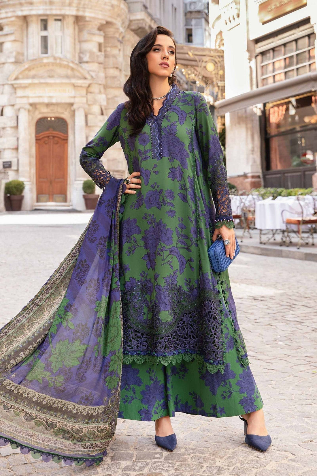 Maria B | M Prints Fall Edit 24 | MPT-2309-B - Pakistani Designer Dress - by Maria B | Type: Luxury - 100% Original at Saira Sultan