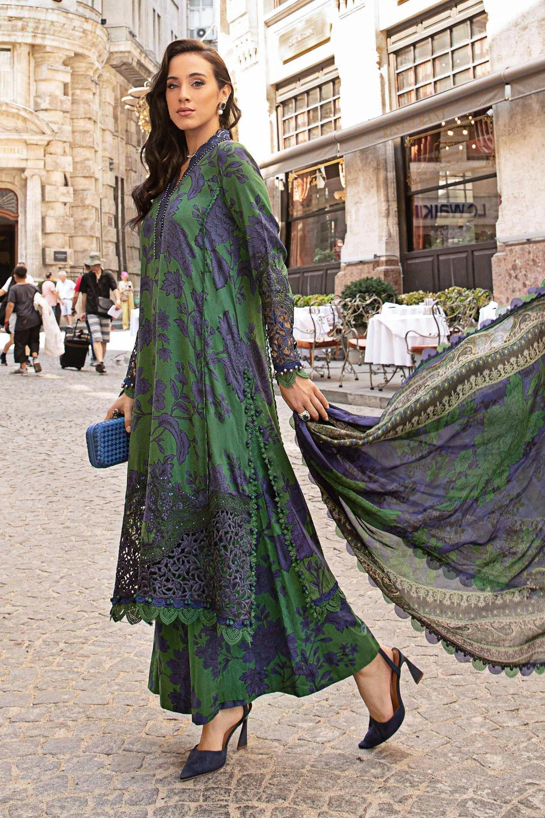 Maria B | M Prints Fall Edit 24 | MPT-2309-B - Pakistani Designer Dress - by Maria B | Type: Luxury - 100% Original at Saira Sultan