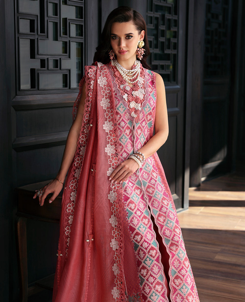 Republic Womenswear | Kalani Eid Luxury Lawn 25 | D1-A - Ayra M Coral Lawn