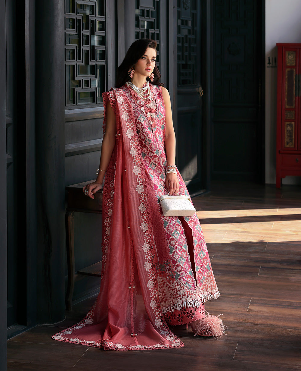 Republic Womenswear | Kalani Eid Luxury Lawn 25 | D1-A - Ayra XS Coral Lawn