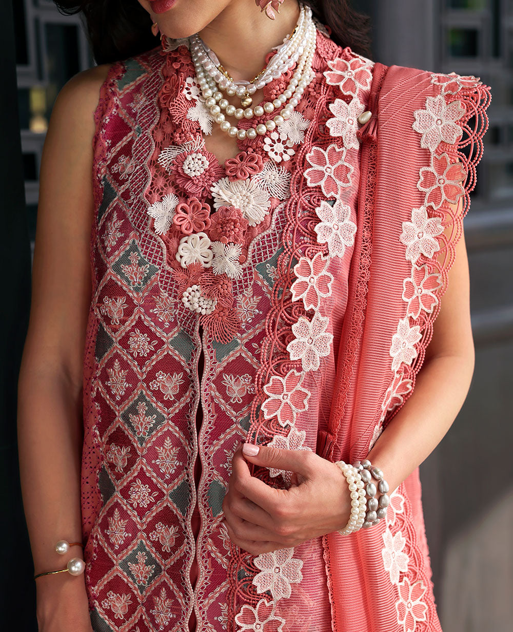 Republic Womenswear | Kalani Eid Luxury Lawn 25 | D1-A - Ayra XL Coral Lawn