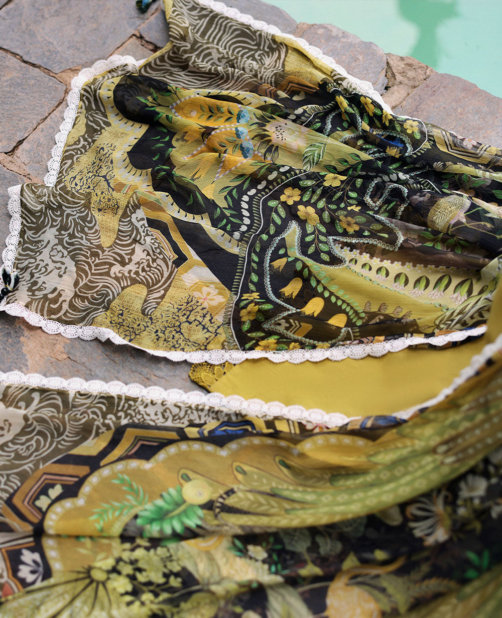 Republic Womenswear | Talia Luxury Lawn 25 | D1-A - Numa M Mist Yellow Lawn
