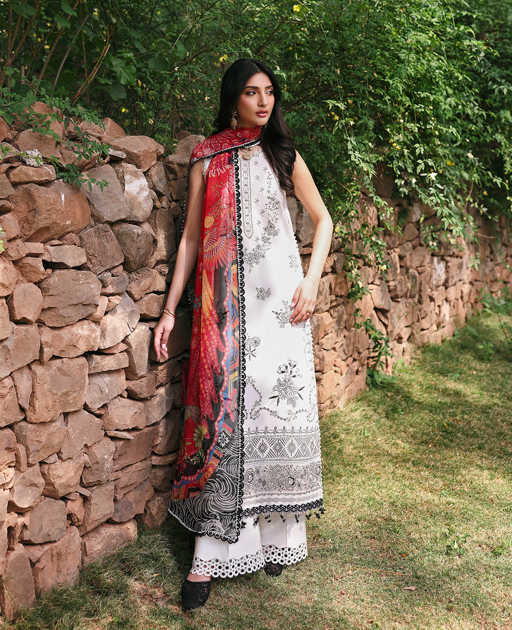 Republic Womenswear | Talia Luxury Lawn 25 | D1-B - Lunara XS White Lawn