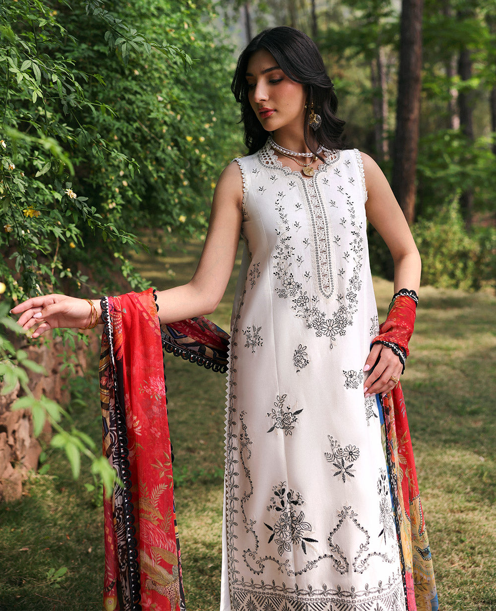 Republic Womenswear | Talia Luxury Lawn 25 | D1-B - Lunara XL White Lawn