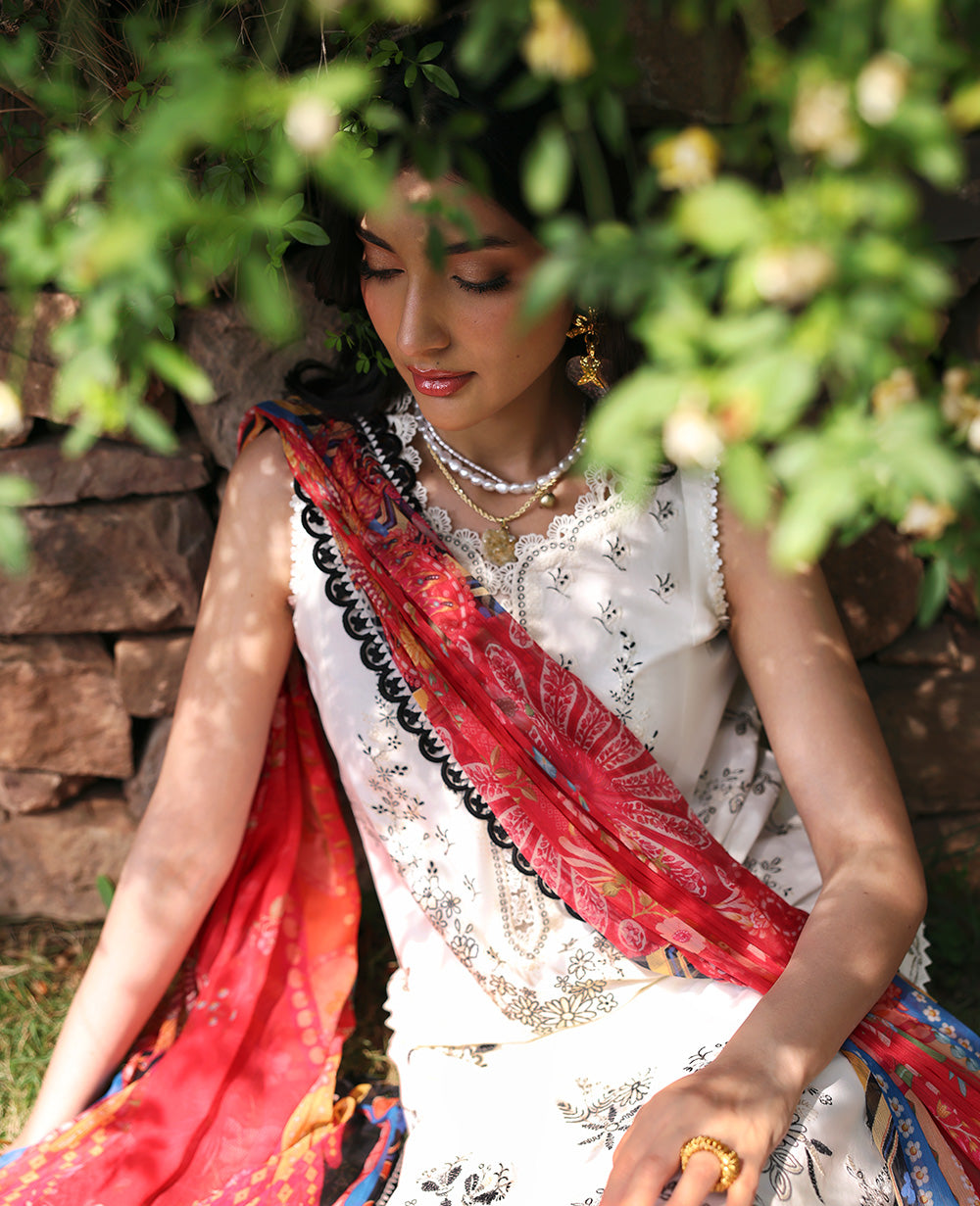 Republic Womenswear | Talia Luxury Lawn 25 | D1-B - Lunara L White Lawn