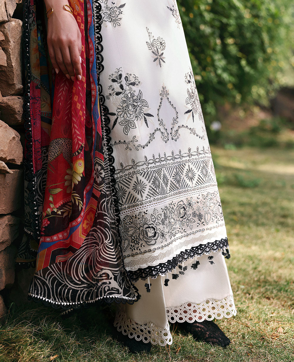 Republic Womenswear | Talia Luxury Lawn 25 | D1-B - Lunara M White Lawn