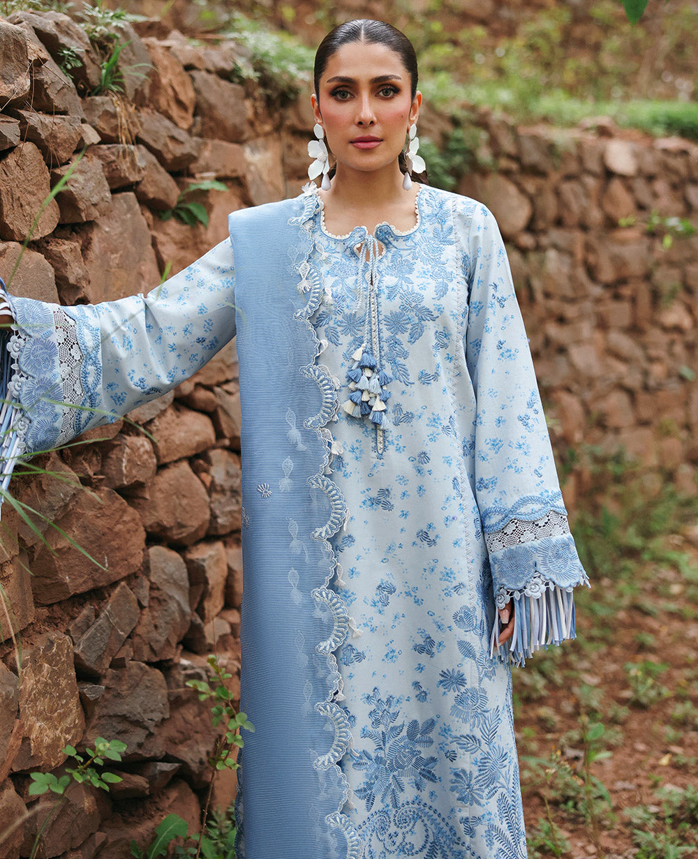 Republic Womenswear | Talia Luxury Lawn 25 | D2-B - Mireya XL Light Blue Lawn