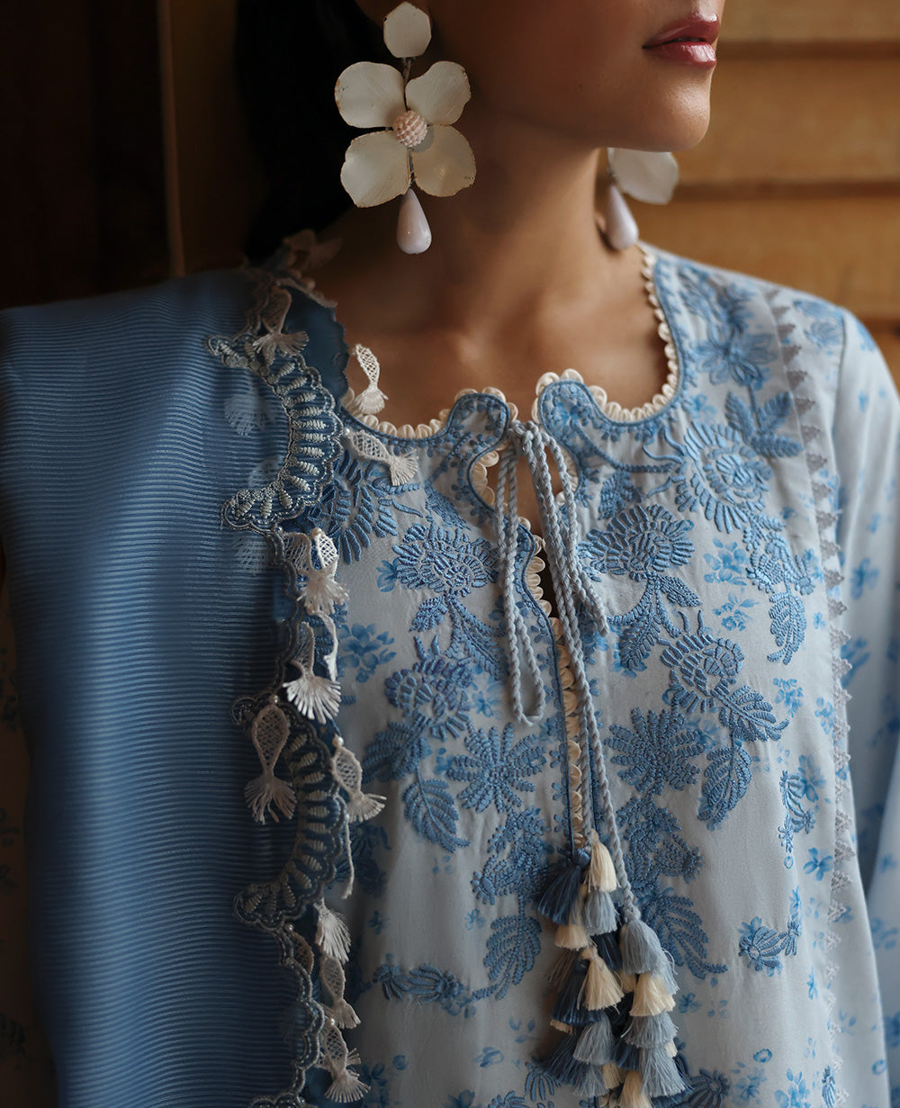 Republic Womenswear | Talia Luxury Lawn 25 | D2-B - Mireya XS Light Blue Lawn