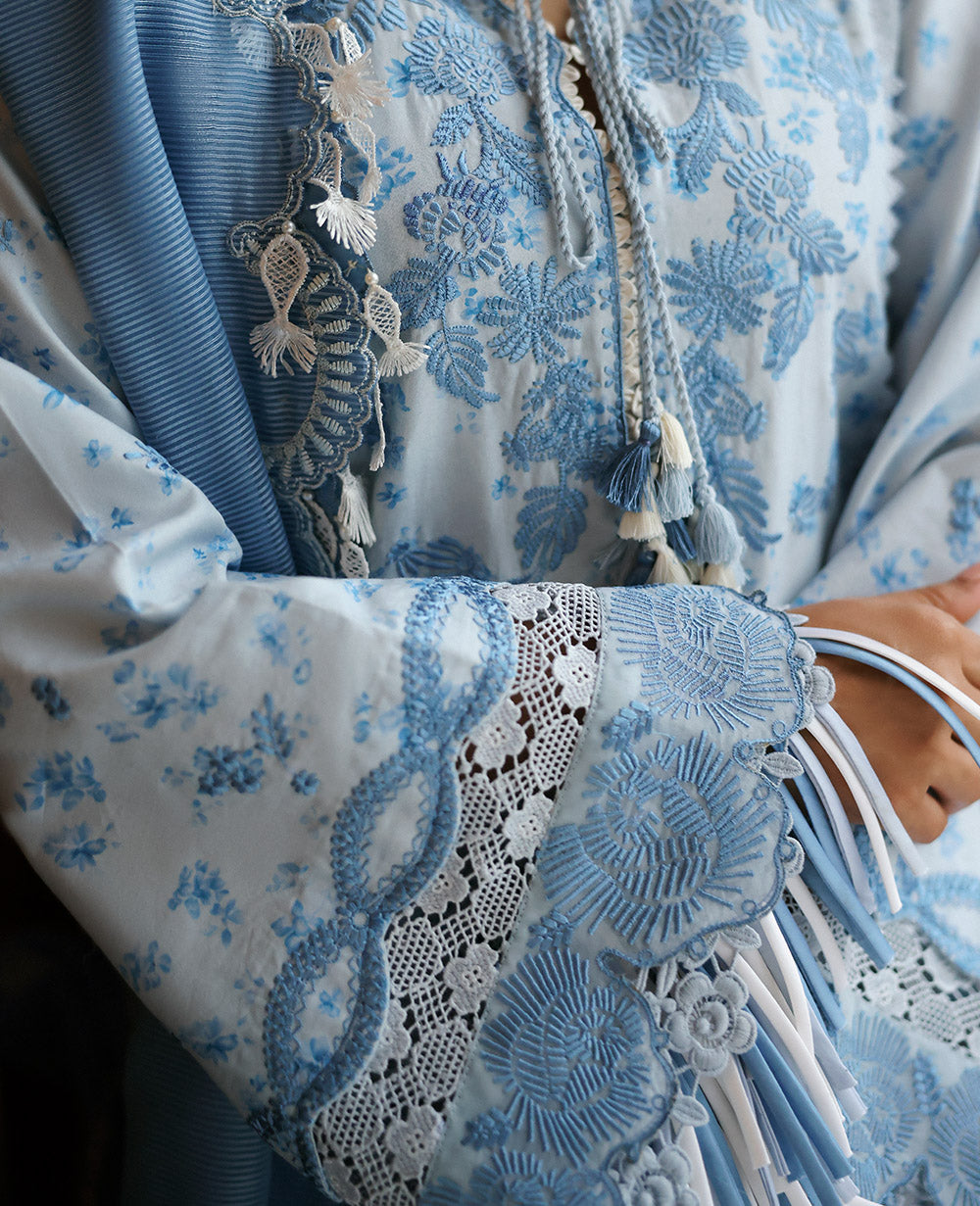 Republic Womenswear | Talia Luxury Lawn 25 | D2-B - Mireya L Light Blue Lawn
