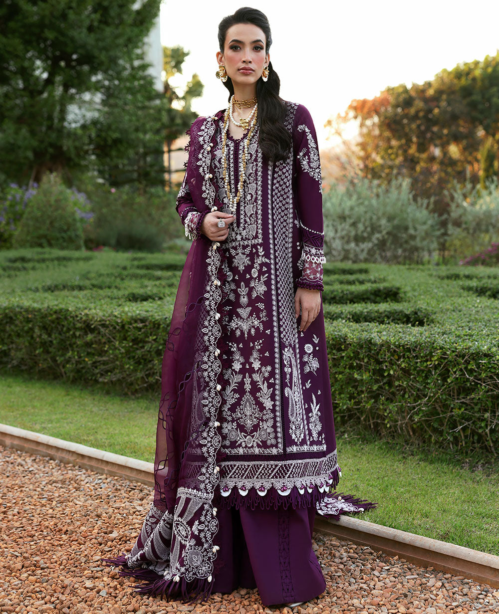 Republic Womenswear | Kalani Eid Luxury Lawn 25 | D3-A - Elara XS Deep Purple Lawn