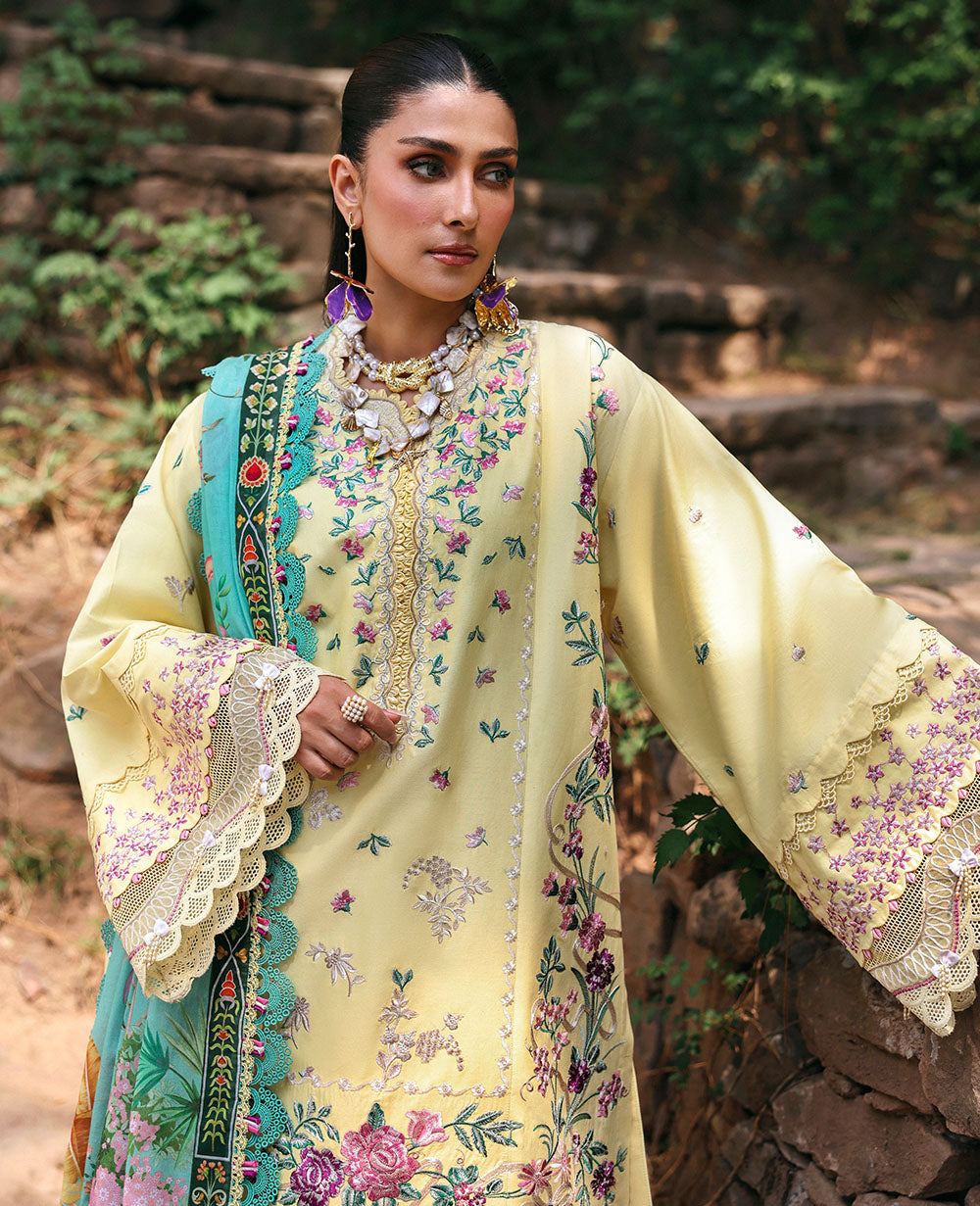 Republic Womenswear | Talia Luxury Lawn 25 | D3-A - Lina XS Pastel Yellow Lawn