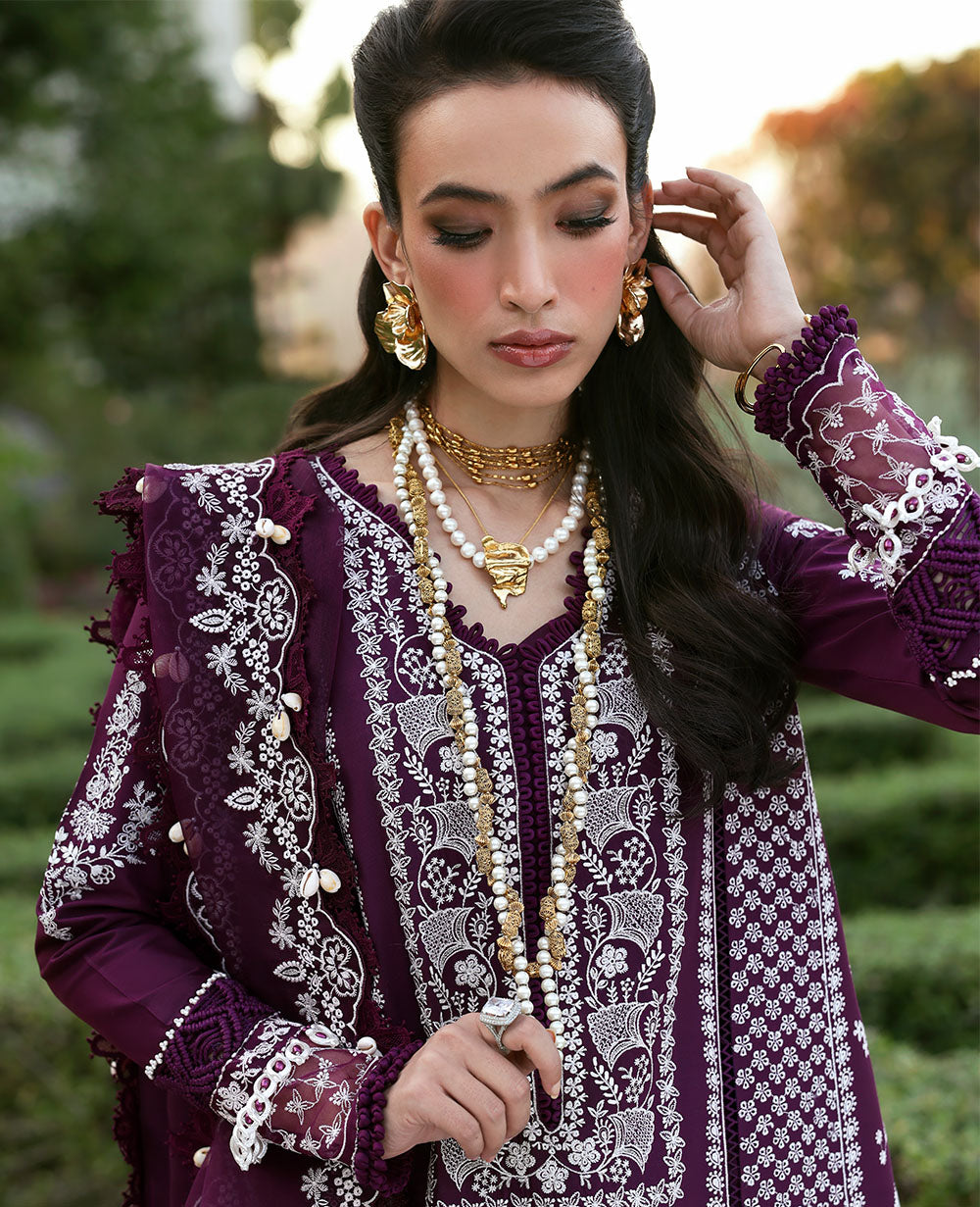 Republic Womenswear | Kalani Eid Luxury Lawn 25 | D3-A - Elara XS Deep Purple Lawn