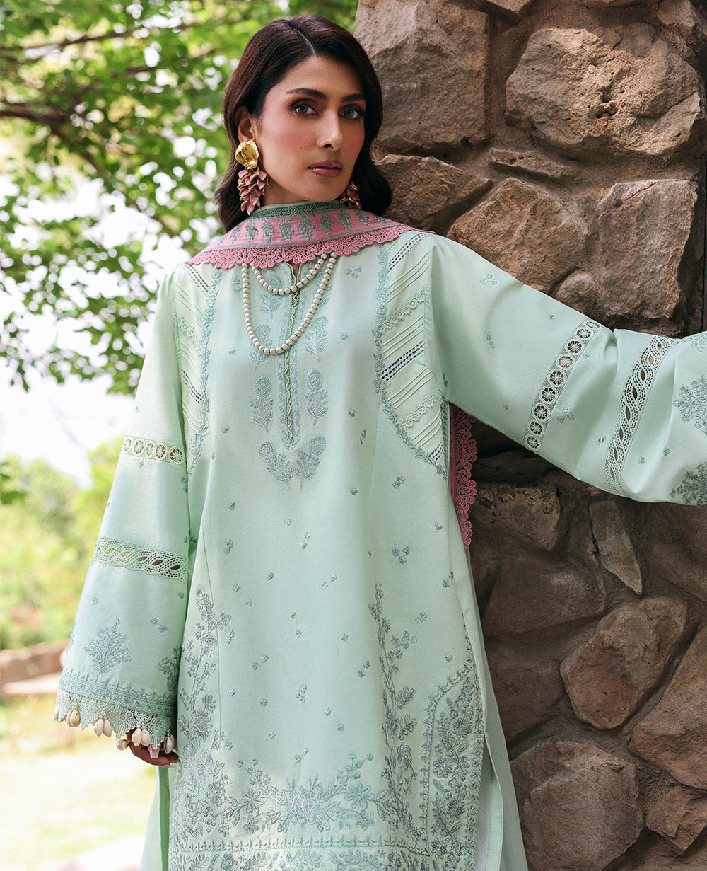Republic Womenswear | Talia Luxury Lawn 25 | D4-A - Zayli XL Aqua Green Lawn