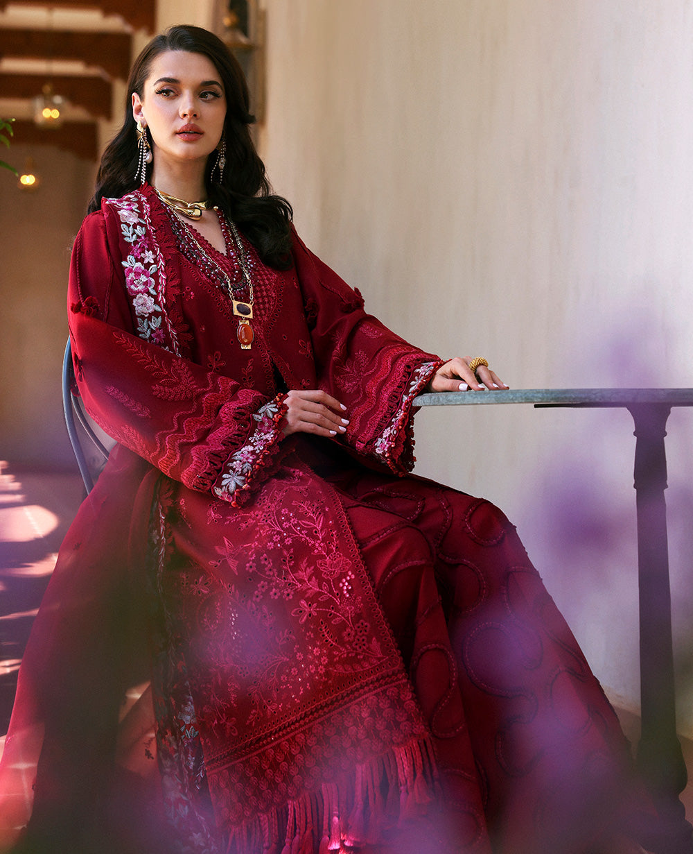 Republic Womenswear | Kalani Eid Luxury Lawn 25 | D4-A - Rhea XS Red Lawn