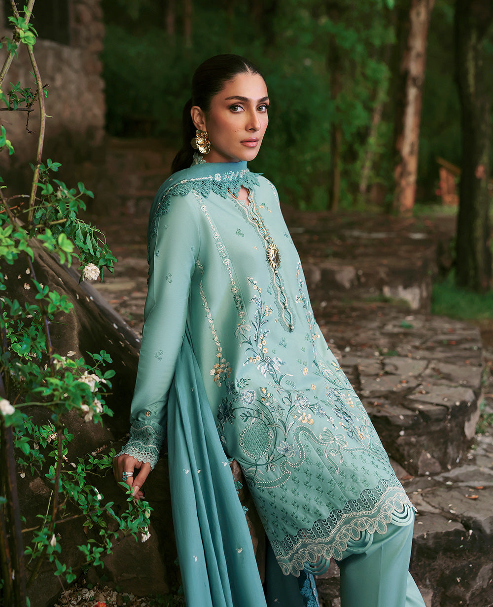 Republic Womenswear | Talia Luxury Lawn 25 | D5-A - Kaeliya XL Sea Green Lawn