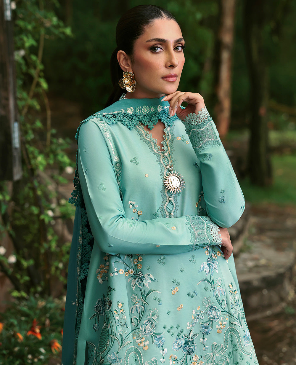 Republic Womenswear | Talia Luxury Lawn 25 | D5-A - Kaeliya L Sea Green Lawn