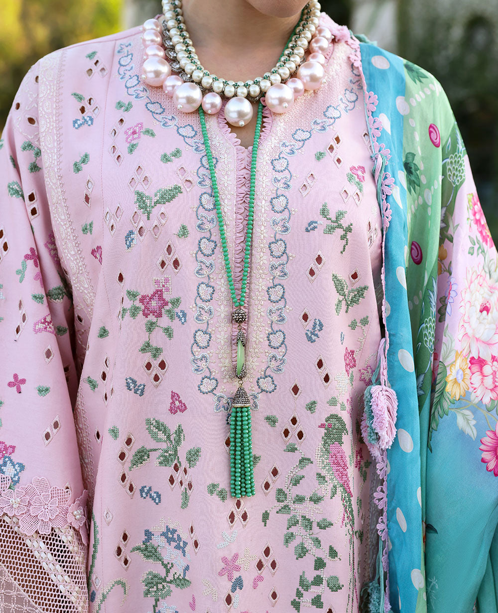 Republic Womenswear | Kalani Eid Luxury Lawn 25 | D5-A - Meher Custom Size Powder Pink Lawn
