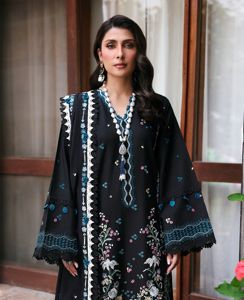 Republic Womenswear | Talia Luxury Lawn 25 | D5-B - Zaraé L Black Lawn