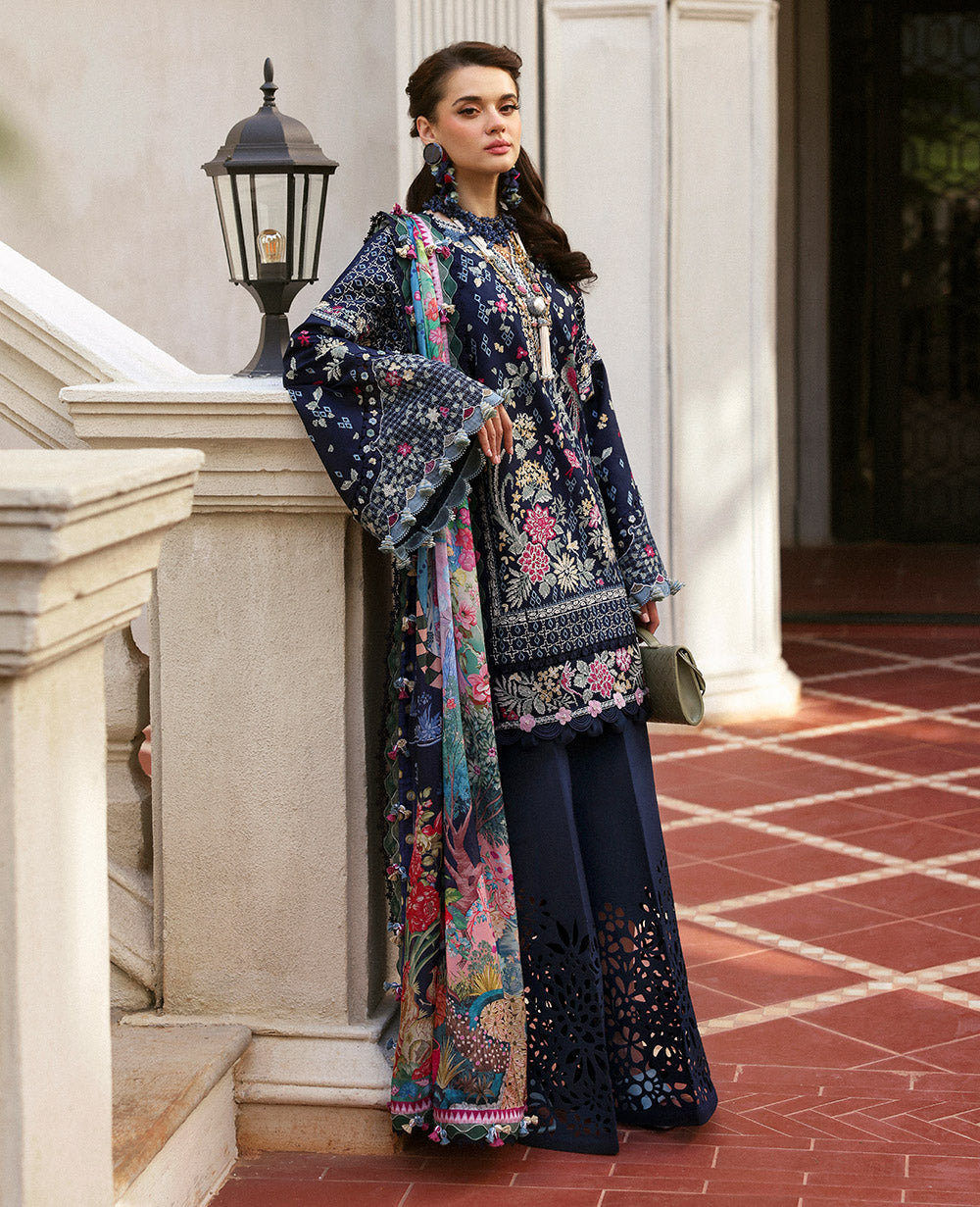 Republic Womenswear | Kalani Eid Luxury Lawn 25 | D5-B - Nyra XS Navy Blue Lawn