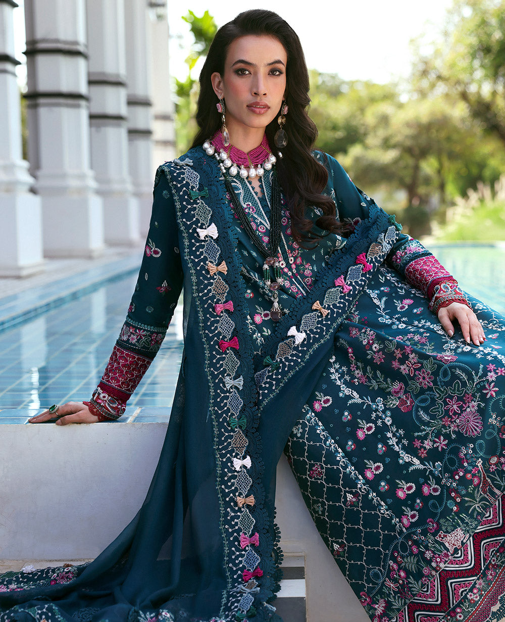 Republic Womenswear | Kalani Eid Luxury Lawn 25 | D6-B - Talia XS Deep Teal Lawn