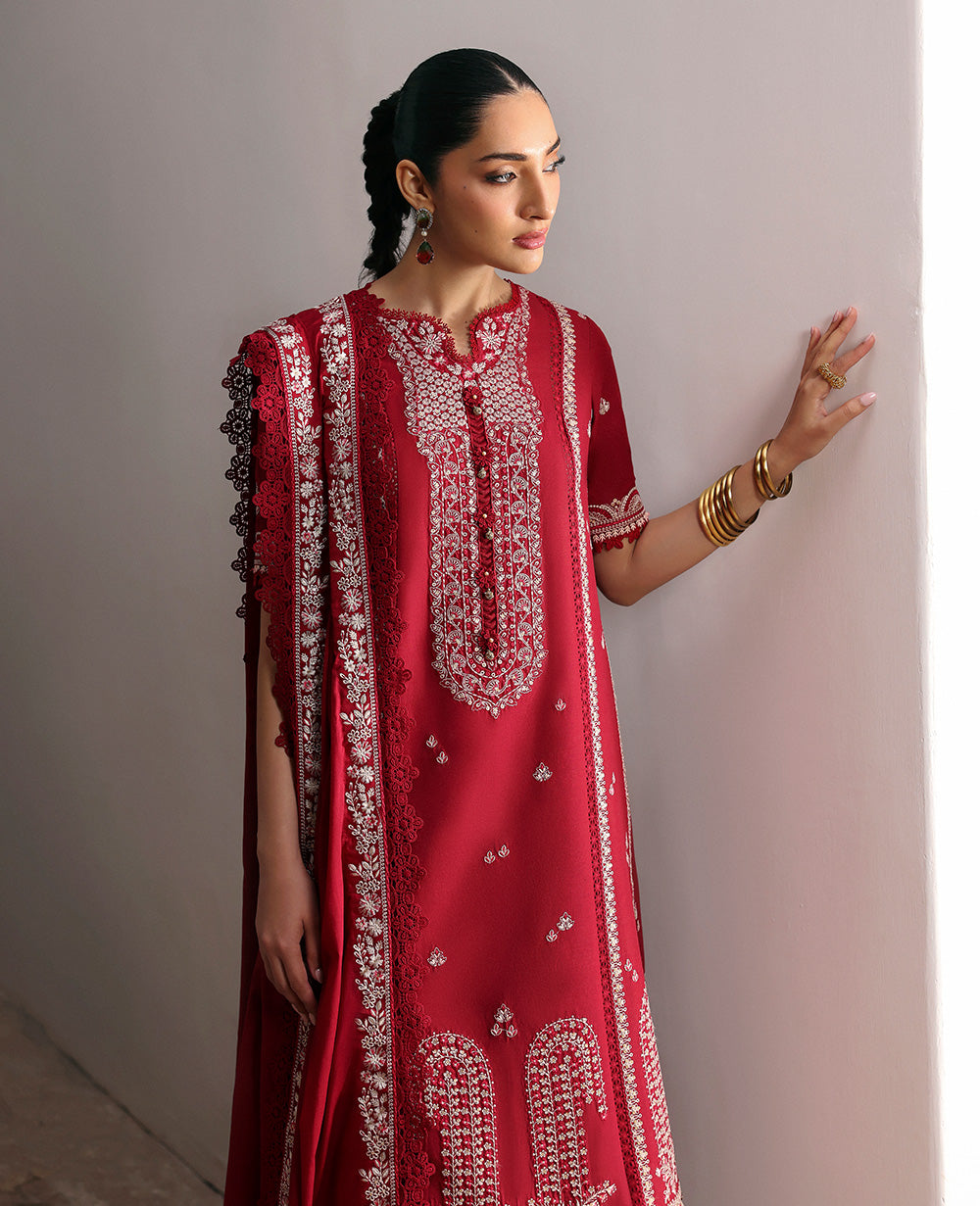 Republic Womenswear | Talia Luxury Lawn 25 | D6-A - Evara XS Red Lawn