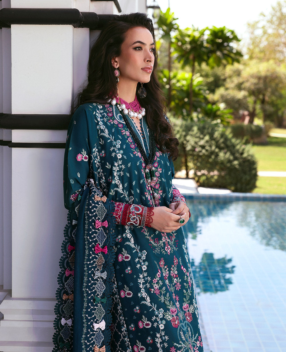 Republic Womenswear | Kalani Eid Luxury Lawn 25 | D6-B - Talia M Deep Teal Lawn