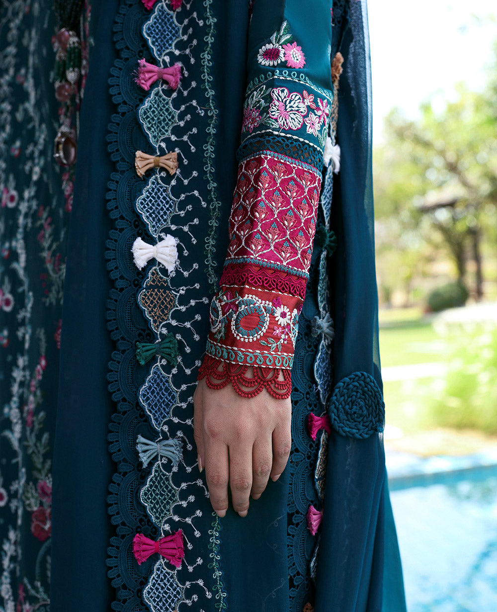 Republic Womenswear | Kalani Eid Luxury Lawn 25 | D6-B - Talia L Deep Teal Lawn