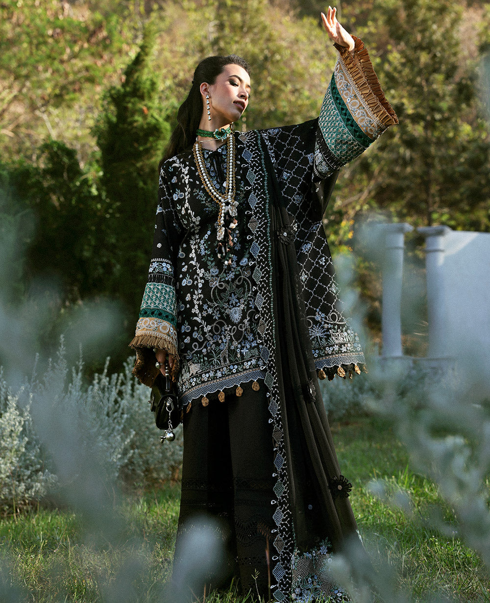 Republic Womenswear | Kalani Eid Luxury Lawn 25 | D6-B - Talia L Black Lawn