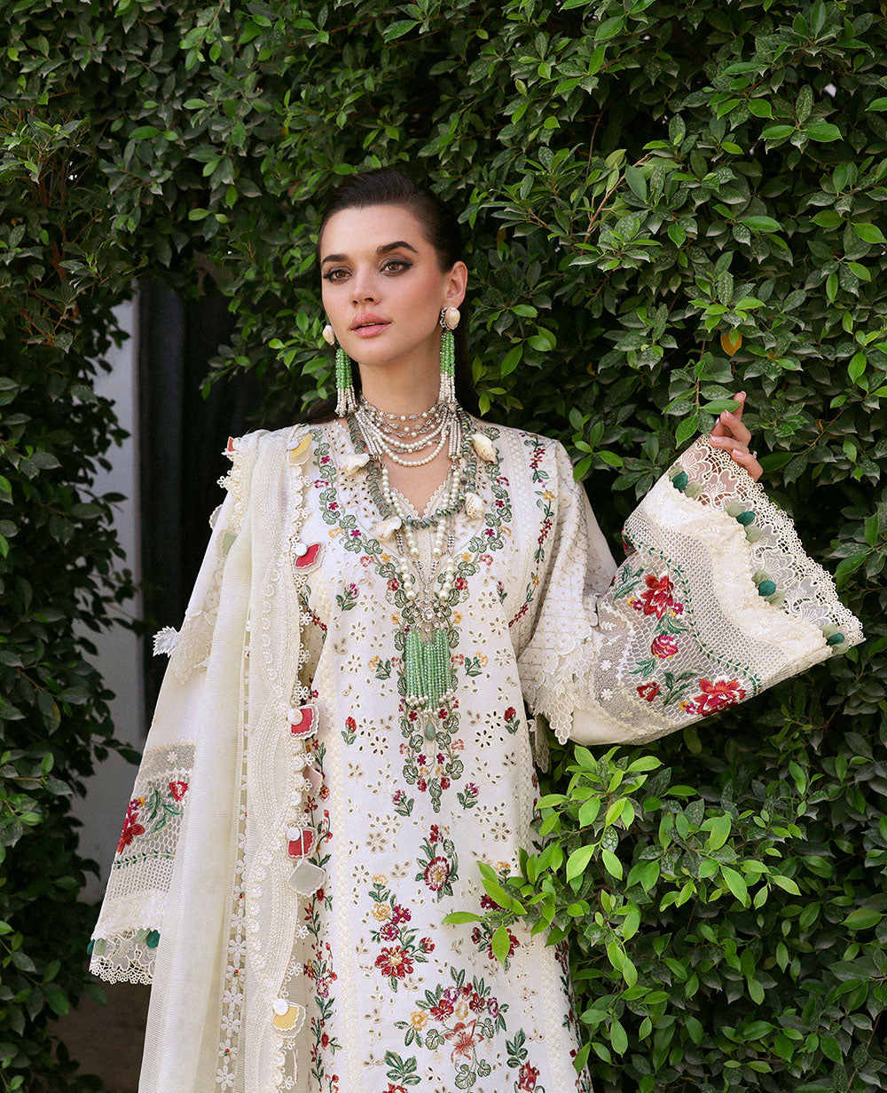 Republic Womenswear | Kalani Eid Luxury Lawn 25 | D7-A - Mira M Off White Lawn