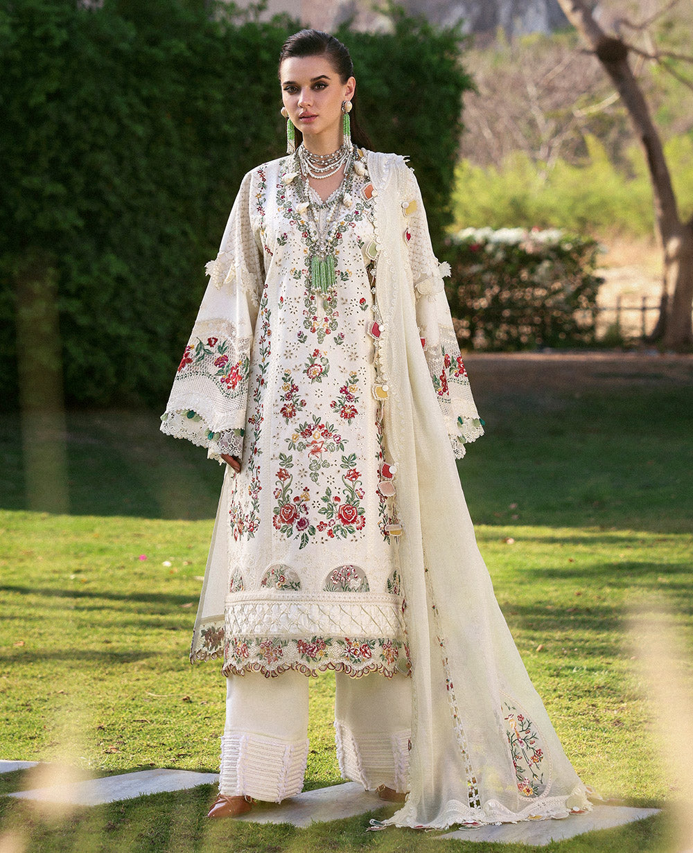 Republic Womenswear | Kalani Eid Luxury Lawn 25 | D7-A - Mira XS Off White Lawn