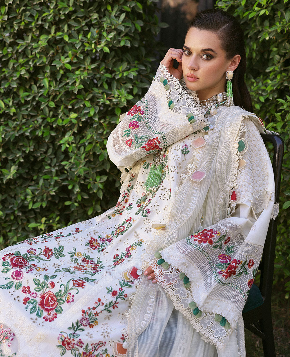 Republic Womenswear | Kalani Eid Luxury Lawn 25 | D7-A - Mira XS Off White Lawn