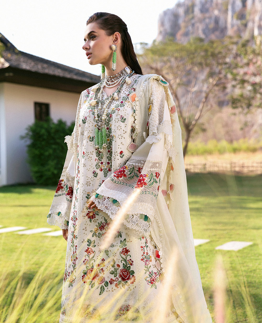 Republic Womenswear | Kalani Eid Luxury Lawn 25 | D7-A - Mira XL Off White Lawn