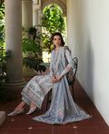 Republic Womenswear | Kalani Eid Luxury Lawn 25 | D7-B - Hoor S LIight blue Grey Lawn