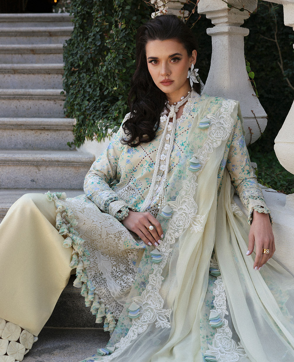 Republic Womenswear | Kalani Eid Luxury Lawn 25 | D8-A - Zuri M Ivory Lawn