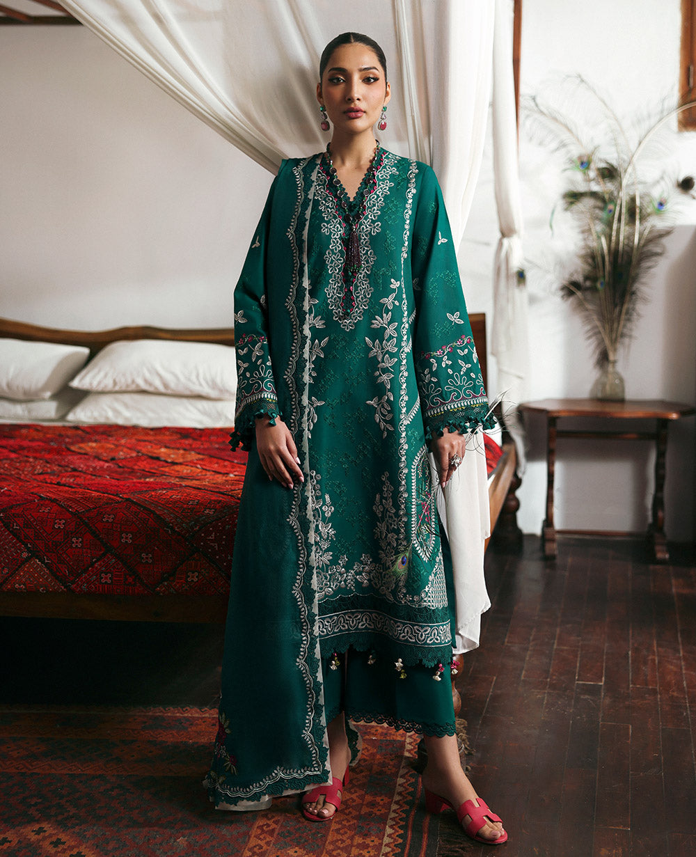 Republic Womenswear | Talia Luxury Lawn 25 | D8-B - Nia XS Teal Green Lawn