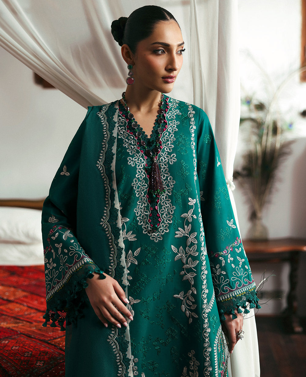 Republic Womenswear | Talia Luxury Lawn 25 | D8-B - Nia XL Teal Green Lawn