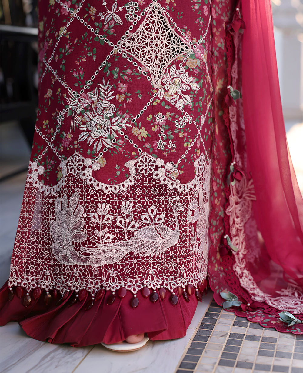 Republic Womenswear | Kalani Eid Luxury Lawn 25 | D8-B - Lyanna L Maroon Lawn