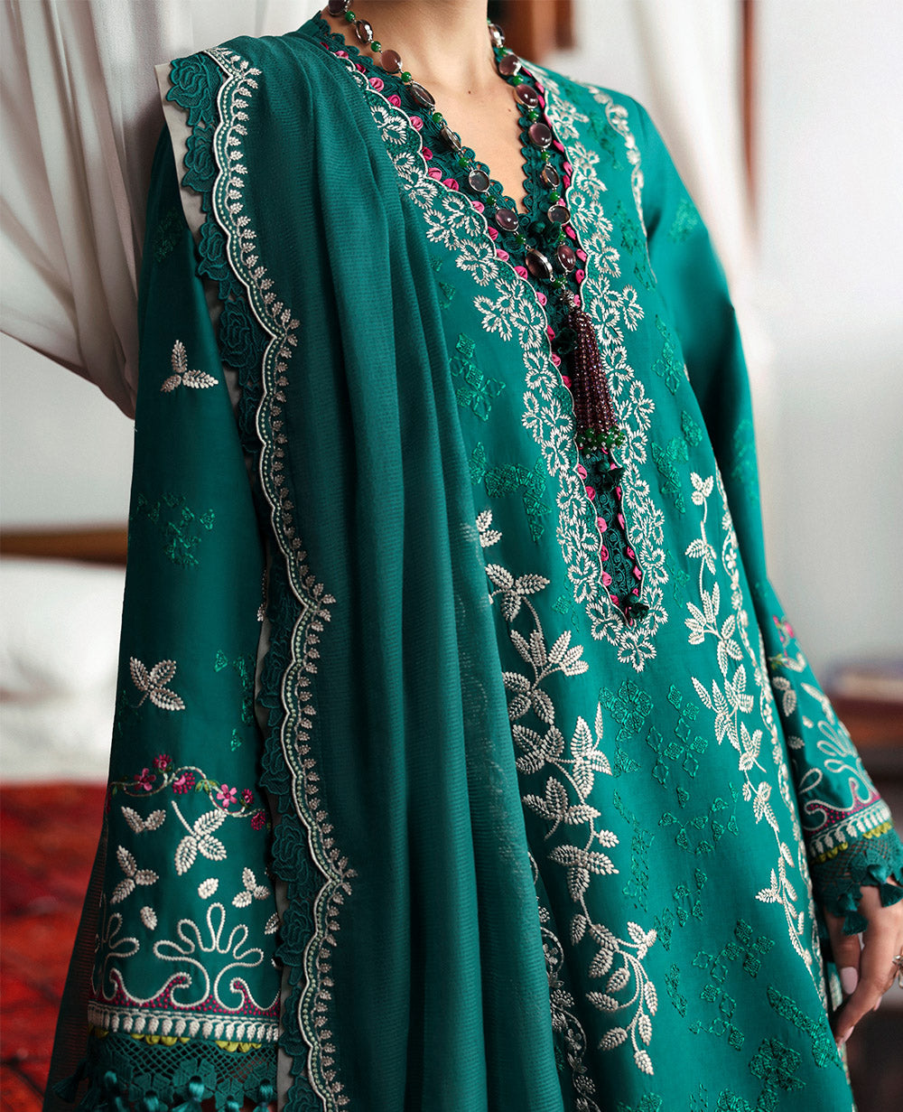 Republic Womenswear | Talia Luxury Lawn 25 | D8-B - Nia M Teal Green Lawn