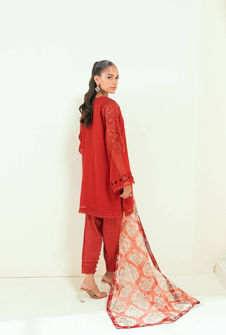 Dhanak | Signature Pret | SS25DA-2698 RED - Pakistani Designer Dress - by Dhanak | Type: Ladies Clothes - 100% Original at Saira Sultan
