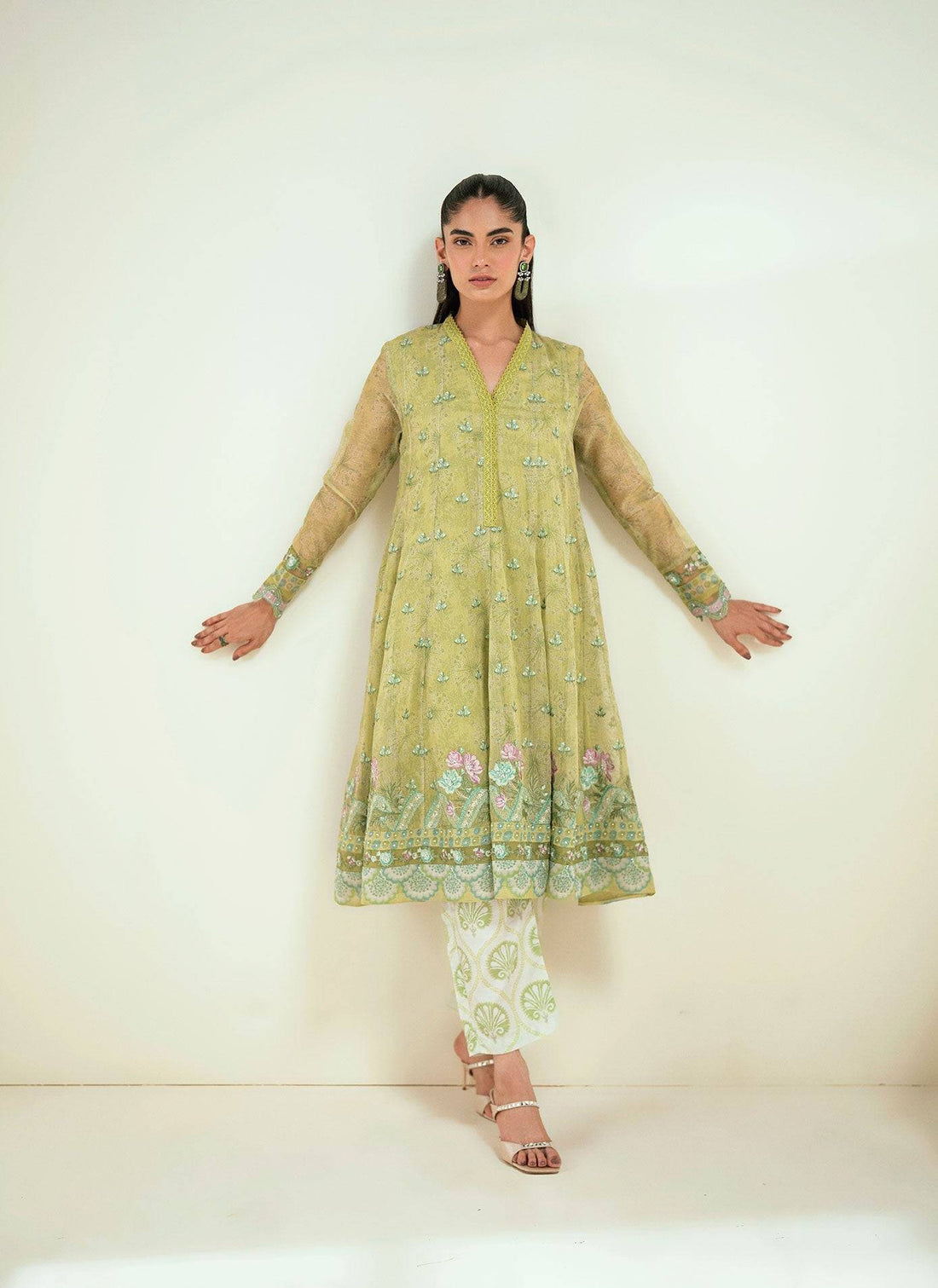 Dhanak | Signature Pret | SS25DA-2729 L-GREEN - Pakistani Designer Dress - by Dhanak | Type: Ladies Clothes - 100% Original at Saira Sultan
