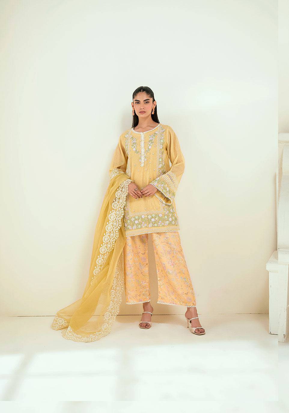 Dhanak | Signature Pret | SS25DA-2741 YELLOW - Pakistani Designer Dress - by Dhanak | Type: Ladies Clothes - 100% Original at Saira Sultan