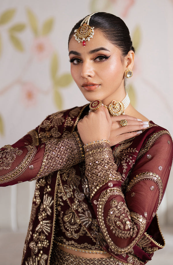 Zarif | Shehnai Luxury Wedding Edit | SHEESHAM M Maroon Chiffon