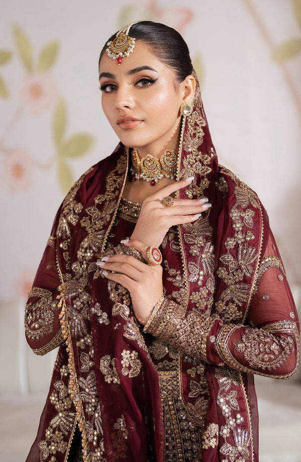 Zarif | Shehnai Luxury Wedding Edit | SHEESHAM L Maroon Chiffon
