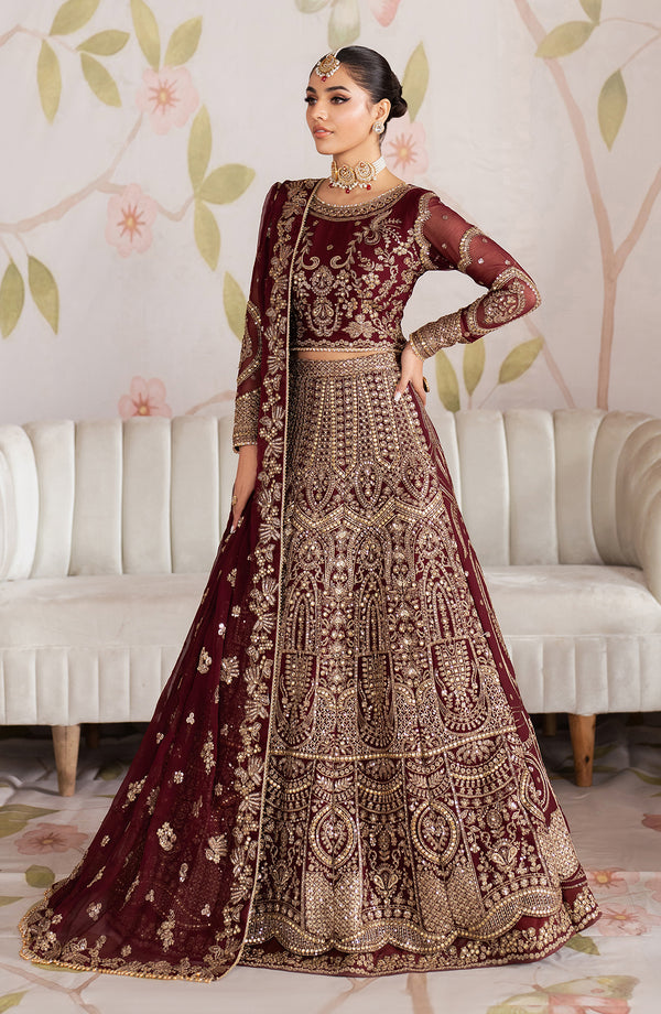 Zarif | Shehnai Luxury Wedding Edit | SHEESHAM Custom Size Maroon Chiffon